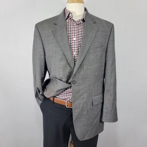 Chaps Men's Sport Coat Blazer Two Button Gray Sharkskin Wool Size‎ 42R